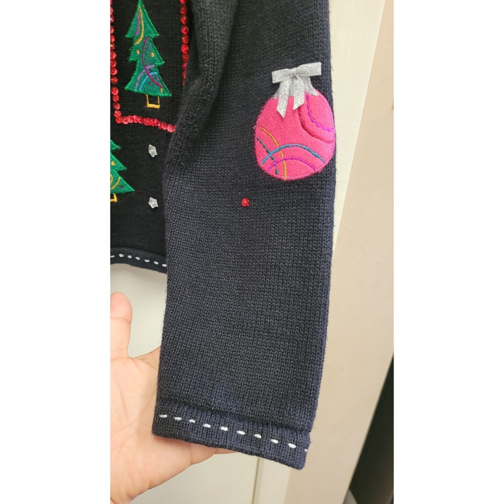 Karen Scott Christmas Cardigan‎ Sweater Trees And Ornaments Women's Size Medium - Picture 7 of 16